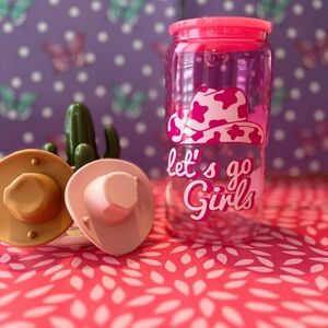 Let's Go Girls Pink Glass Bottle
